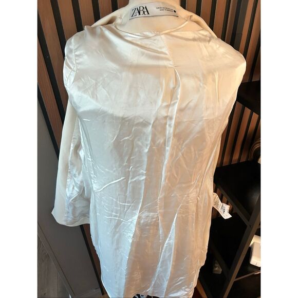 Zara Draped Blazer Mini Dress Wrap White SIZE XS BLOGGERS FAVORITE - Picture 7 of 8